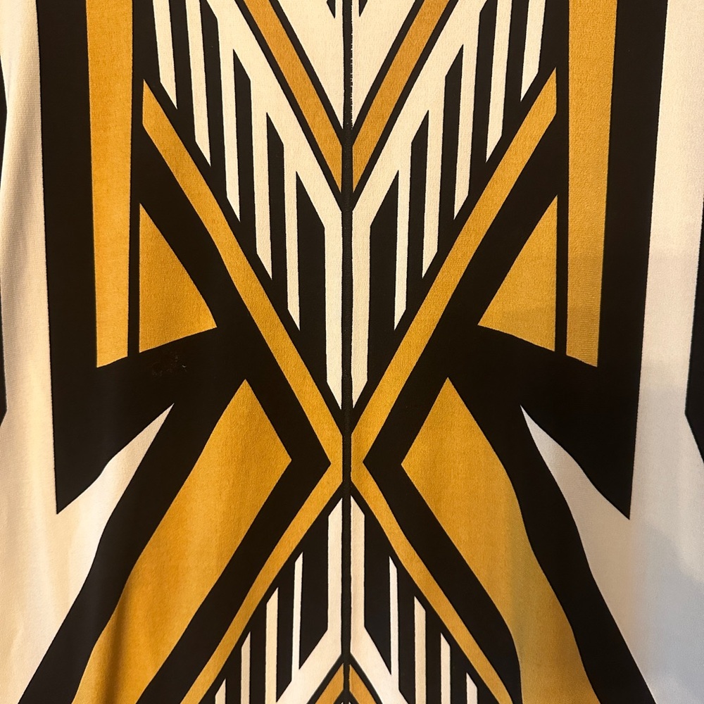 Eva Varro Bold White Black and Gold Long Sleeve Dress Geometric Size Large - Picture 4 of 4